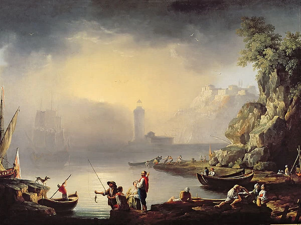 Harbour Scene (oil on canvas)