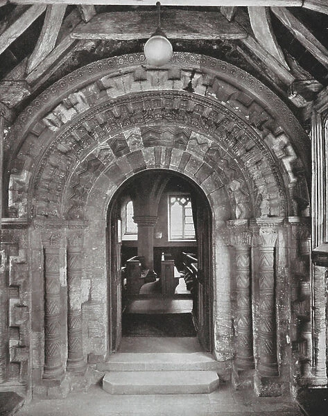Harlington Church,s doorway, Mid 12th-century (litho)