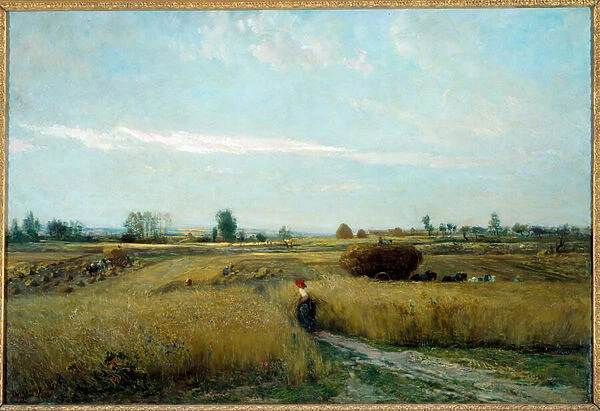 Harvest Painting by Charles Francois Daubigny (1817-1878) 1851 Sun