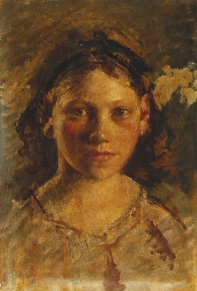 Head of a Girl, (oil on panel)