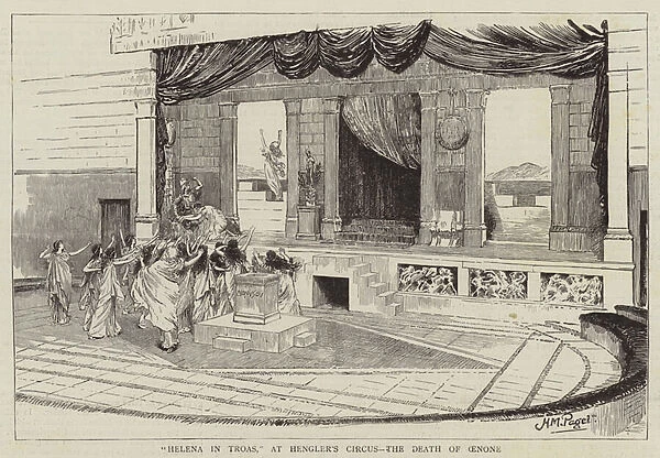 'Helena in Troas', at Henglers Circus, the Death of Oenone (engraving)