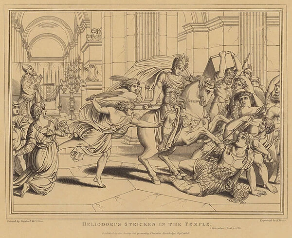 Heliodorus stricken in the Temple, 2 Maccabees (engraving)