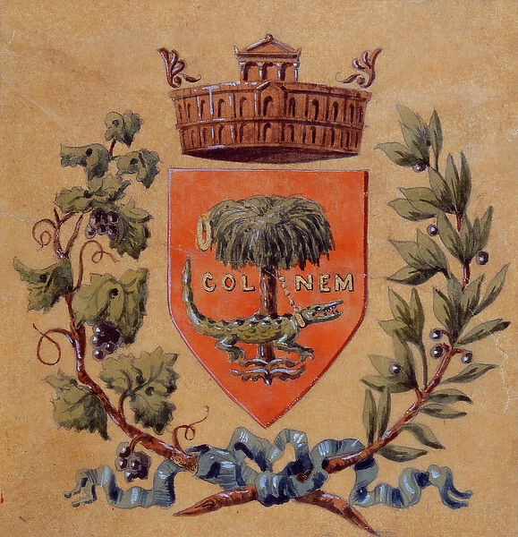 Heraldic Arms of the City of Nimes (gouache on paper)
