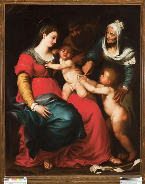 The holy family with the butterfly and with st Elisabeth and st John the Baptist Painting by Pellegro Piola (1617-1640), 17th century Genes, Musei di Strada Nuova (inv n 110)