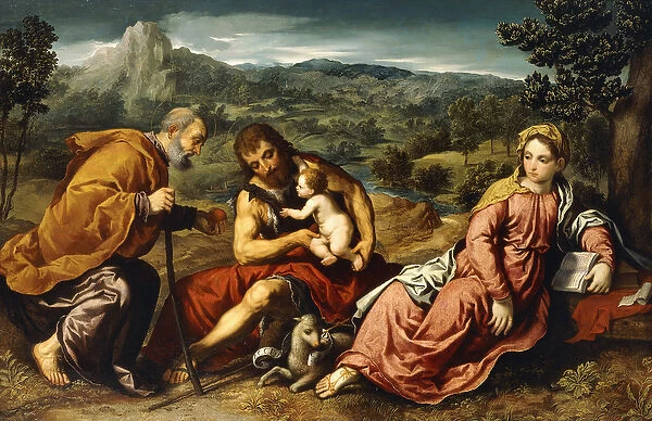 The Holy Family with Saint John the Baptist in a Landscape, 1545-50 (oil on canvas)