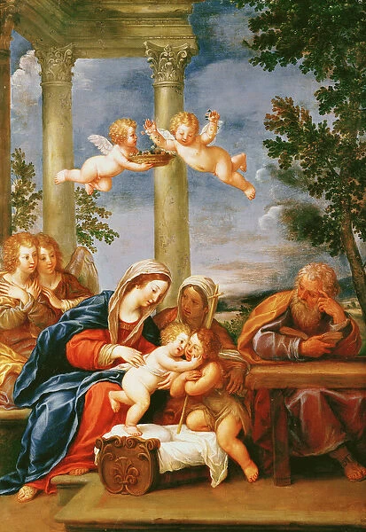 The Holy Family with St. Elizabeth and St. John the Baptist, c. 1645-50 (oil on copper)
