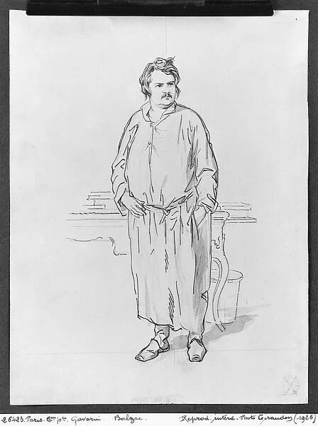 Honore de Balzac (pen & ink & wash on paper) (b  /  w photo)