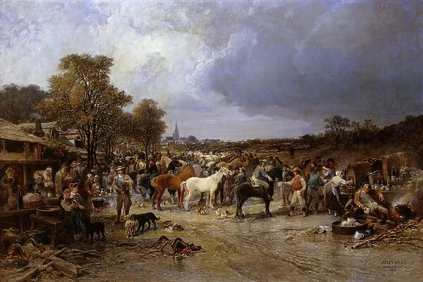 The Horse Market at Honnebont, 1871 (oil on canvas)