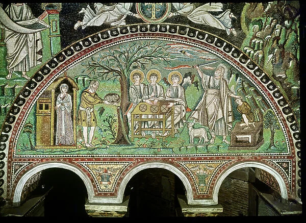 The Hospitality of Abraham and the Sacrifice of Isaac, 6th century (mosaic)