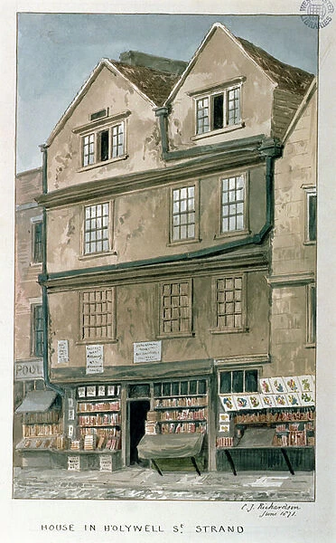 House in Holywell Street, the Strand, 1871 (w  /  c on paper)