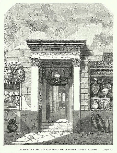 The House of Pansa, as it originally stood in Pompeii, Kingdom of Naples (engraving)