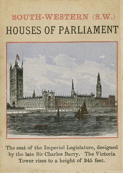 Houses of Parliament (colour litho)