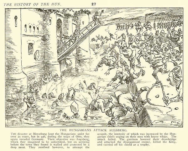 The Hungarians attack Augsberg (engraving)