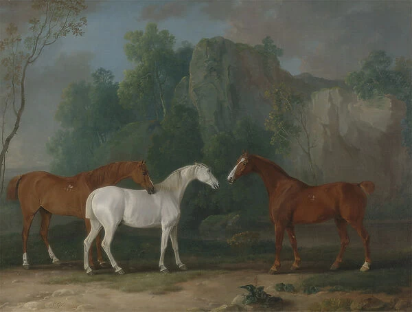 Three Hunters in a Rocky Landscape, 1775 (oil on canvas)