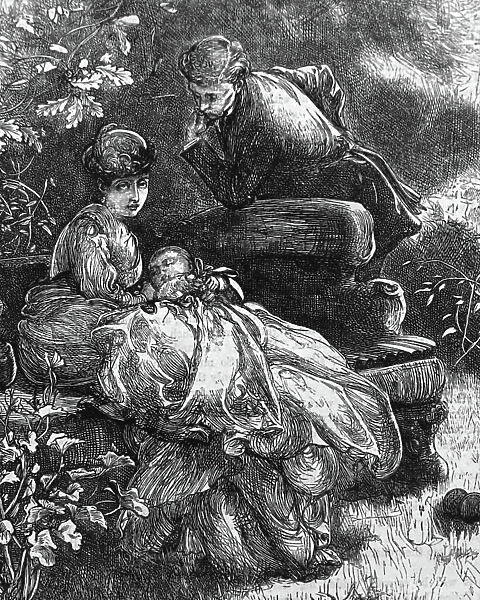 A husband and wife with their infant child, 1850
