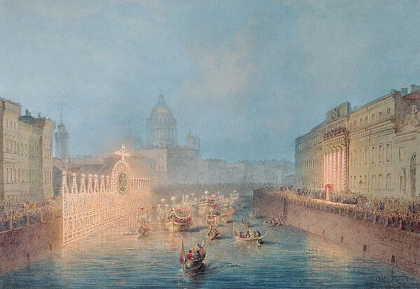 Illumination at the Moyka in St. Petersburg, 1856 (w  /  c on paper)