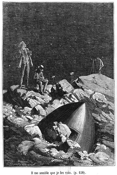 Illustration from From the Earth to the Moon by Jules Verne (1828-1905) Paris