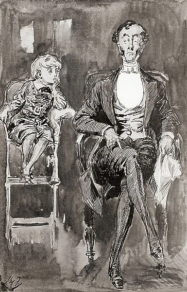 Illustration by Harry Furniss for the Charles Dickens novel Dombey and Son, from The Testimonial Edition, published 1910