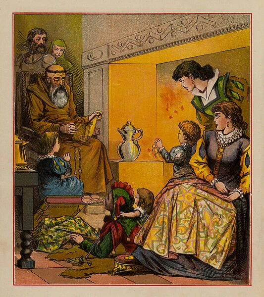 Illustration for The Merry Ballads of the Olden Time, c 1880 (colour litho)