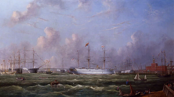The Indian troopship 'Serapis'arriving at Portsmouth, 1876 (oil on canvas)