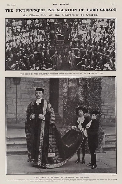 Installation of Lord Curzon as Chancellor of Oxford University, 1907 (b  /  w photo)