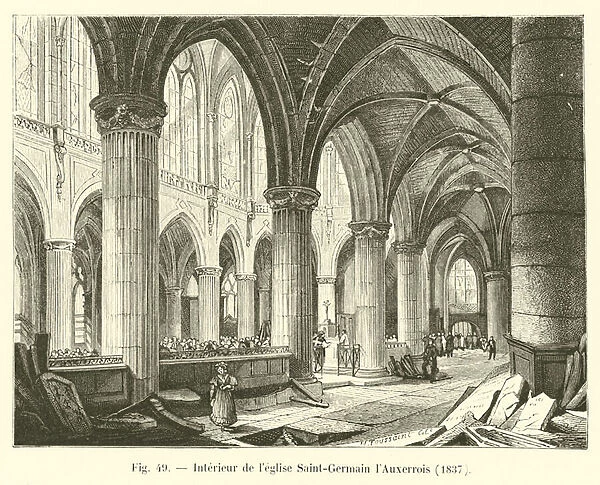 Interieur de l eglise Saint-Germain l Auxerrois, 1837 (engraving)