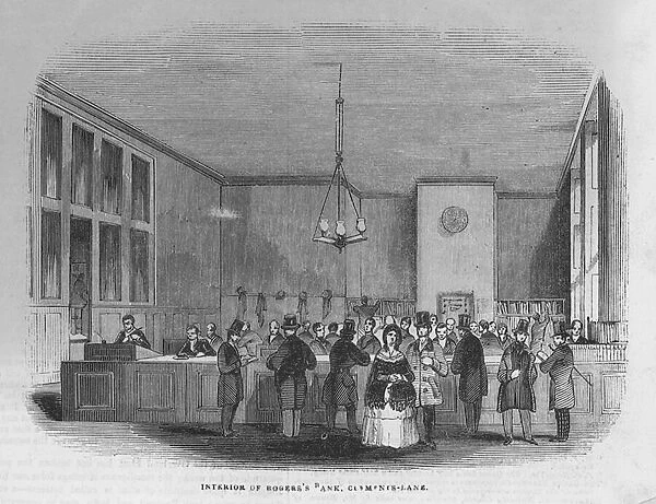 The interior of the Bank of Messrs Rogers and Co (engraving)