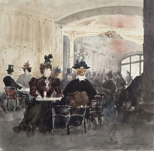 Interior of the Concert Rouge (w  /  c on paper)