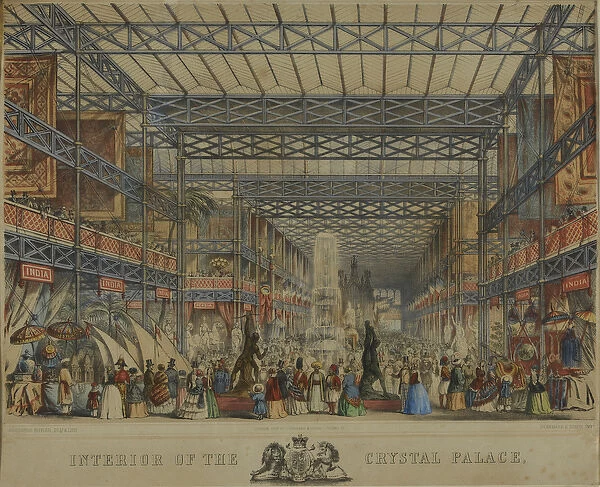 Interior of the Crystal Palace, 1851 (coloured lithograph)