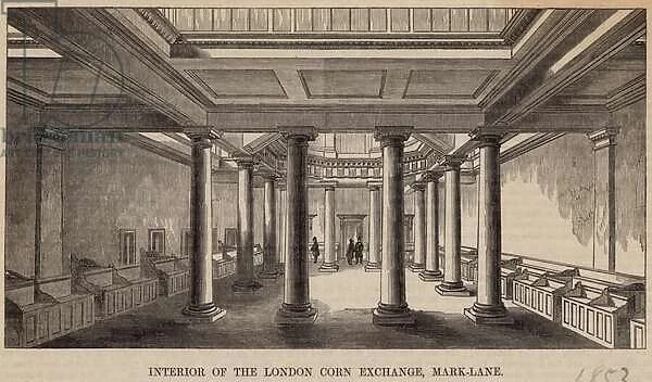 Interior of the London Corn Exchange, Mark Lane (engraving)
