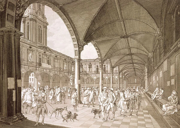 Interior of the Royal Exchange, London, 1788 (copper engraving)