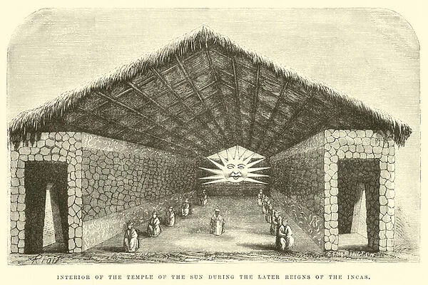Interior of the Temple of the Sun during the later Reigns of the Incas (engraving)