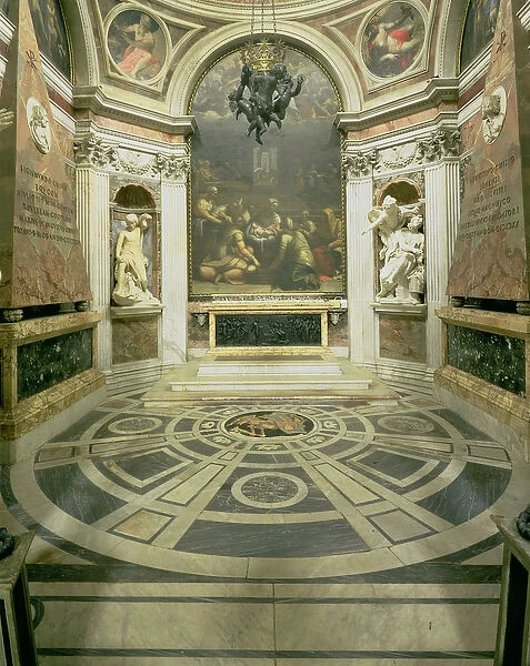 Interior view of the octagonal Chigi Chapel, begun by Raphael in 1513