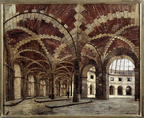 Internal view of the old wheat hall. Painting by Emmanuel Lansyer (1835-1893), 1886