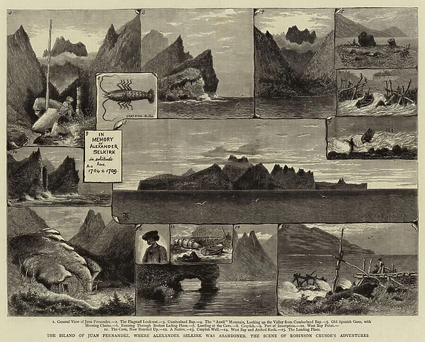 The Island of Juan Fernandez, where Alexander Selkirk was abandoned, the Scene of Robinson Crusoes Adventures (engraving)