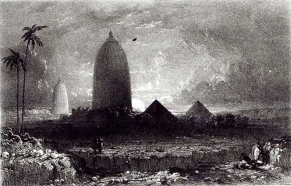 Jagannath Temple, engraved by A. Picken, 1837 (engraving) (b  /  w photo)