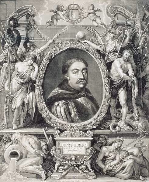 Jan Sobieski III (1624-96) King of Poland, 1683 (engraving)