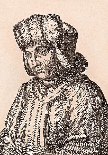 Jan van Eyck, illustration from 75 Portraits Of Celebrated Painters From Authentic