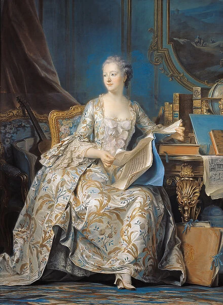 Jeanne Poisson (1721-64) the Marquise de Pompadour, 1755 (pastel on paper mounted