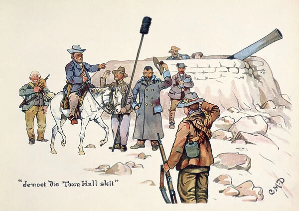Jemoet die Town Hall skit, from The Leaguer of Ladysmith, 1900 (colour litho)