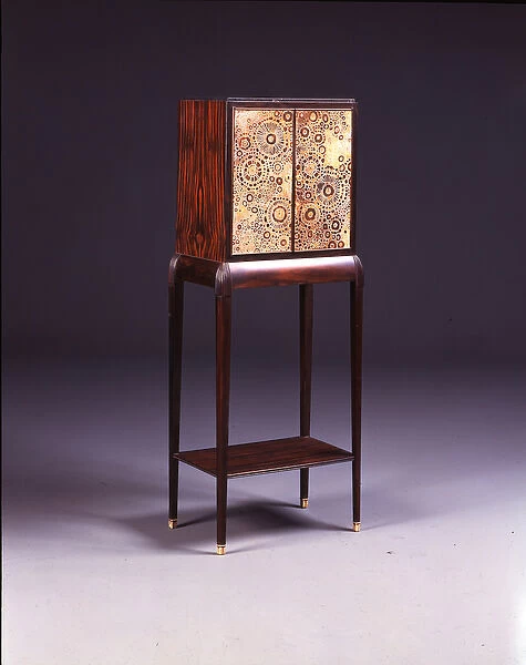 Jewellery cabinet, c. 1925 (macassar ebony & tooled leather) (see also 422636)