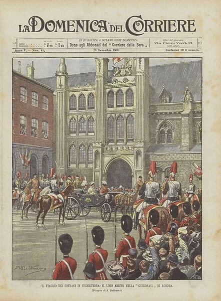 The Journey of the Sovereigns to England, Their Arrival in the Guildhall of London (Colour Litho)