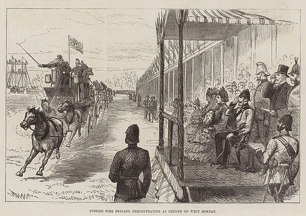 Jubilee Fire Brigade Demonstration at Oxford on Whit Monday (engraving)