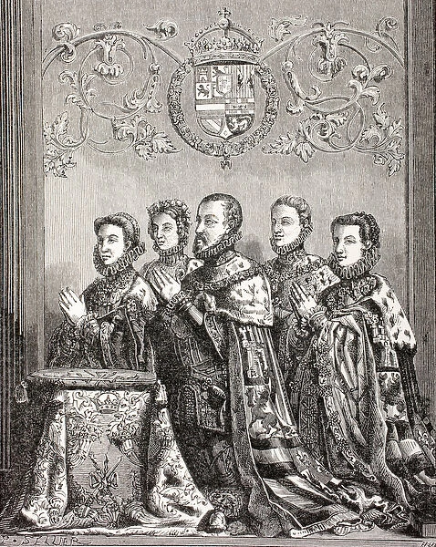 King Philip II of Spain with his three wives, from Military and Religious Life
