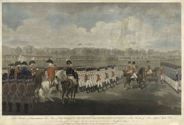 The King reviewing the Armed Association in Hyde Park on 4th June 1799, egraved by J