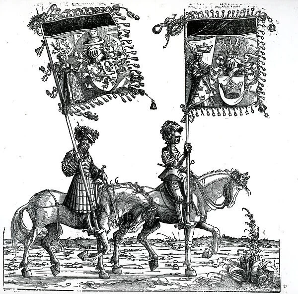 Two Knights, from the Triumphal Procession of the Emperor Maximilian I, c. 1517 (woodcut)