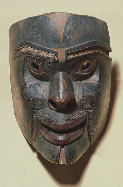 Kwakiutl human face mask, c. 1875 (painted wood)