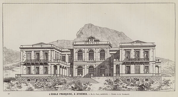 L Ecole Francaise, a Athenes (engraving)