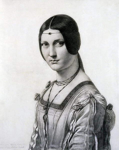 La Belle Ferronniere, c. 1802-06 (black chalk and wash on paper) (b  /  w photo)