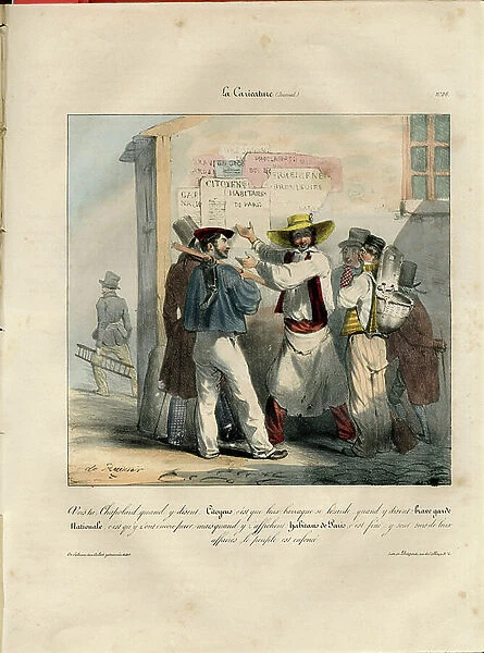 La Caricature (1830) politique, Satirique en Couleurs, 1831_9_29: Voique tu, Chapolard - National Guard, Posters - Worker